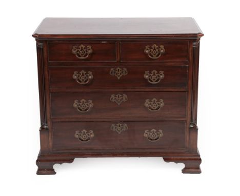 A 20th Century Mahogany Straight Front Chest, in George III style, the crossbanded and moulded top above two short and three 