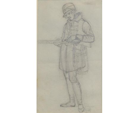 G* M* Brighty (early 19th century) Figures in conversation at a gate house Signed and dated 1813, monochrome watercolour, tog