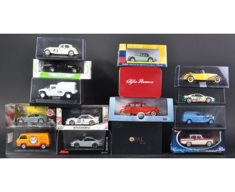 A large collection of assorted diecast model cars of various makers, largely 1/43 scale precision. Examples to include; Minic