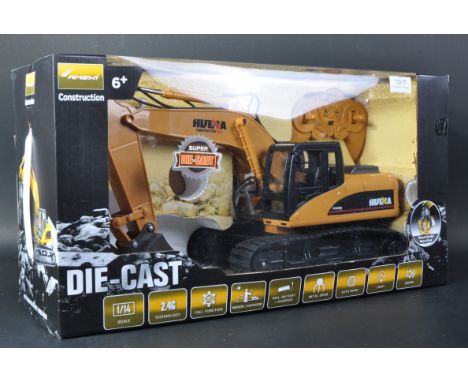 A boxed Amewi / Huina made 1/14 scale RC Radio Control model No. 22403 Excavator / Digger. The model with lights, sounds and 