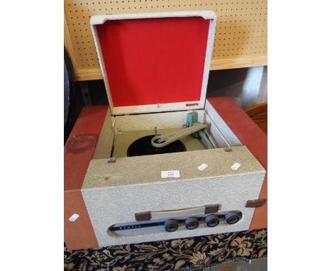 A 1950s Philips 'Stella' portable record player with detachable speaker, No. BA3012
