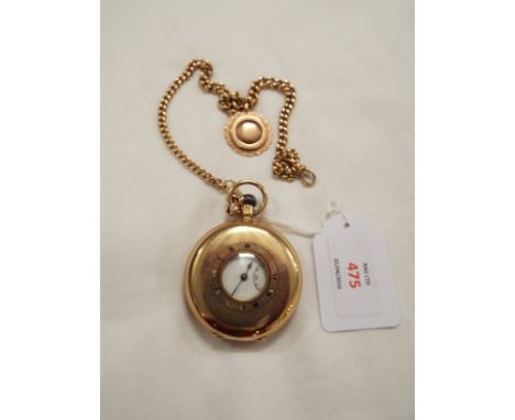 A 'Stylic' 9 carat gold half-hunter pocket watch the enamel dial set with Arabic numerals and subsidiary seconds dial impress