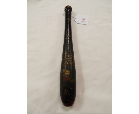A William IV green painted tipstaff inscribed in gilt 'John Evans, High Constable', possibly of Talybont Wales, surmounted wi