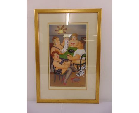 Beryl Cook framed and glazed limited edition polychromatic print 122/650 Strip Poker, 59 x 35cm