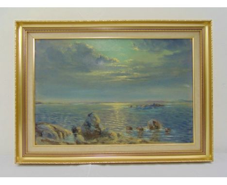 A. Wilkinson framed oil on canvas of a seaside scene, signed bottom left, 39.5 x 59cm