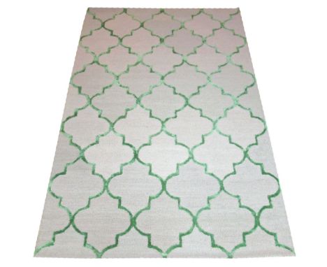 CONTEMPORARY CARPET, 244cm x 152cm, all over cartouche design in vibrant green and en gris. 