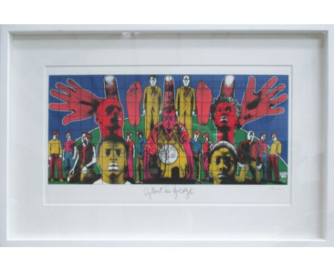 GILBERT & GEORGE, 'Death After Life', lithograph in colours, 1984, no 54/100, 24cm x 45.6cm, signed in pen lower margin, fram