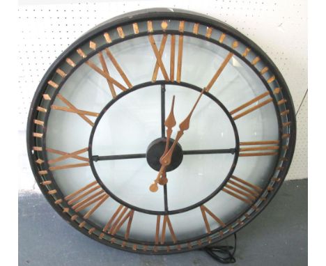 WALL CLOCK, illuminating with Roman numerals and light box behind, 80cm diam. 