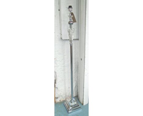 STANDARD LAMP, in chromed metal with crystal detail, 156cm H. 