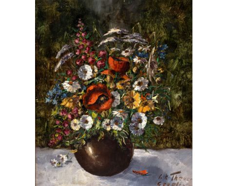 Thauer, Friedrich Karl1924 München - 2009"Blumeninterieur" Öl auf Leinwand · 60 x 50 cm. Unten rechts signiert: F. K Thauer C