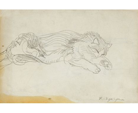Schlichter, Rudolf1890 Calw, Baden-Württemberg - 1955 MünchenSchlafende Katze Bleistift auf Papier · 21,2 x 29,5 cm (Blattgrö