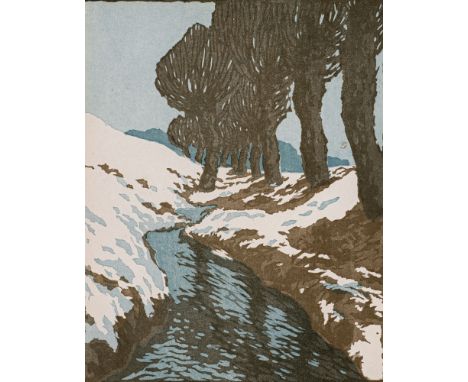 Thiemann, Carl1881 Karlsbad, Tschechien - 1966 Hebertshausen, BayernBach im Winter · 1915. Farbholzschnitt · 24,6 x 20 cm (Si