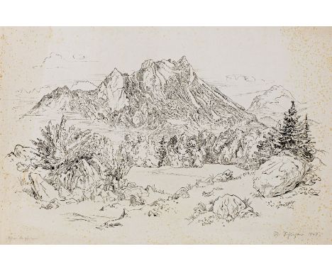 Schlichter, Rudolf1890 Calw, Baden-Württemberg - 1955 München"Schöne Bergformen" (Der Heuberg im Inntal) · 1947. Tinte auf Pa