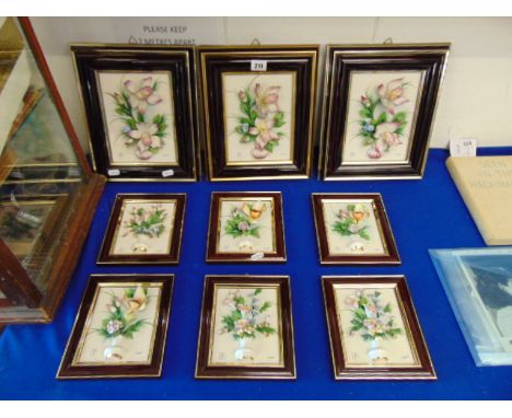 Eight porcelain framed pieces of Capodimonte pictures