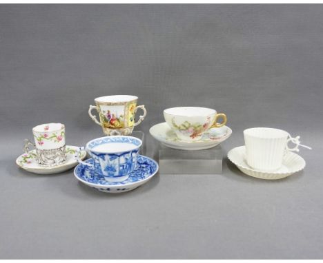 Porcelain cabinet cups to include Royal China Works - Worcester, Limoges and a Helena Wolfsohn style custard cup, etc (5) 