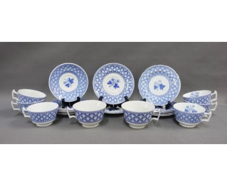 Collection of Spode Geranium pattern blue and white cups and saucers, (20) 