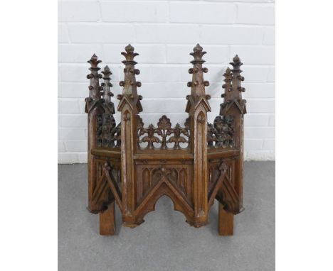 Carved oak Gothic style pulpit / wall shelf, 