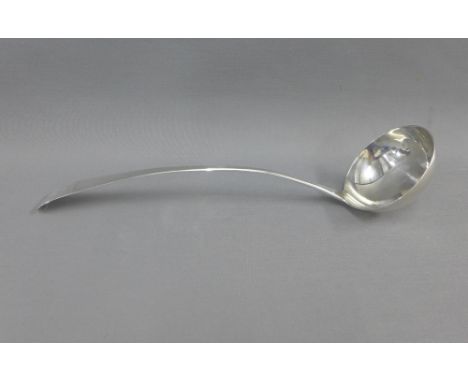 George III silver ladle, the handle with a crested stag, John Shiels, Dublin 1803, 37cm long 