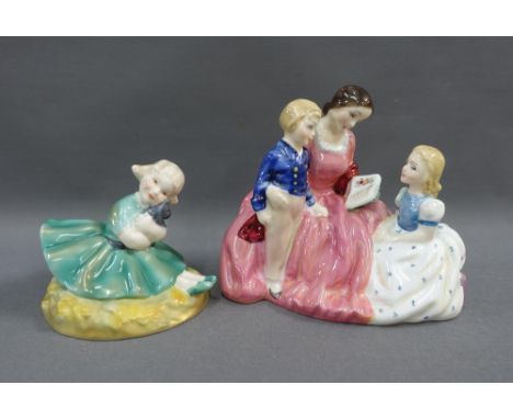 Royal Doulton 'The Bedtime Story' figure, HN2059,  together with Lily, a Royal Worcester figure modelled by Anne Acheson, tal