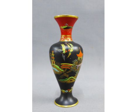 Carlton Ware Mikado vase of baluster form, with black printed backstamp and pattern No.2881. 14cm high 