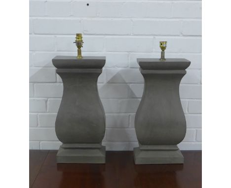 pair of contemporary faux stoneware table lamp bases, (a/f) 47 x 23cm (2) 