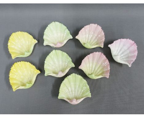 Set of eight Royal Worcester porcelain shell dishes, with green printed backstamps, 9cm (8)