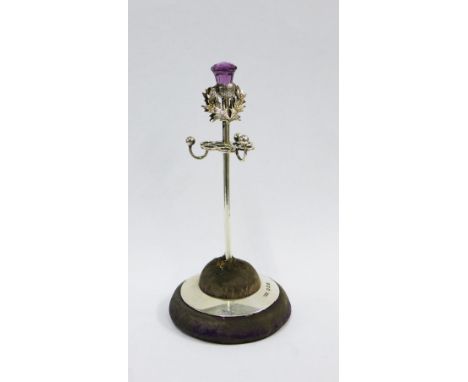 Edwardian silver hatpin holder and ring stand, Birmingham 1905, 12cm high 