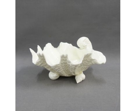 Royal Worcester cream glazed shell, with green printed backstamp and pattern G971, 18cm long 