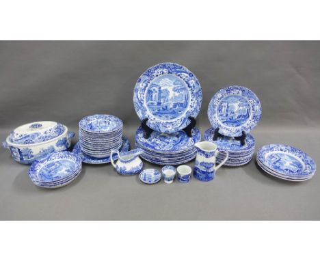 Quantity of Spode Italian blue and white pattern tablewares, comprising ten dinner plates, thirteen smaller plates, twenty tw