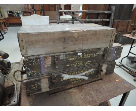 A selection of military ammunition crates