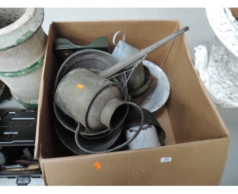 A selection of galvanised and enamel harware