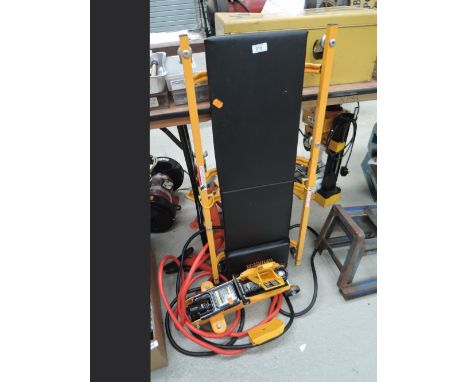 A selection of garage and car tools including trolley jack etc 