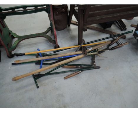 A selection of garden and hedging tools