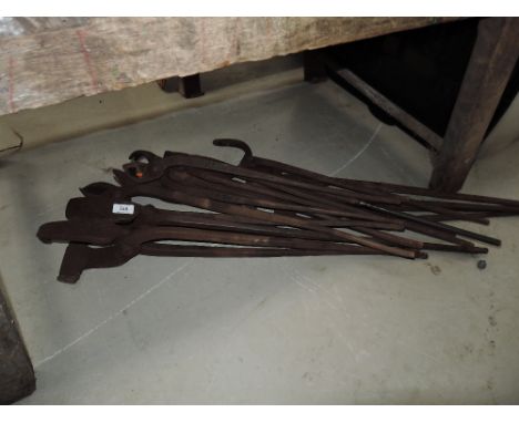 A selection of vintage blacksmiths forge tools