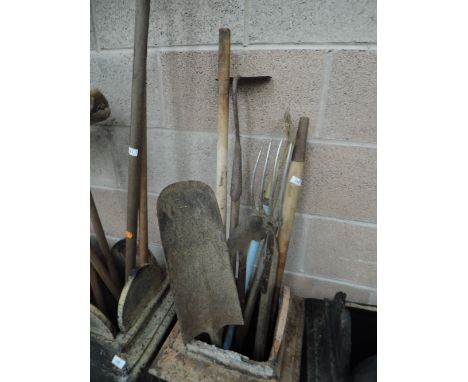 A selection of gardening tools including Spear and Jackson fork 