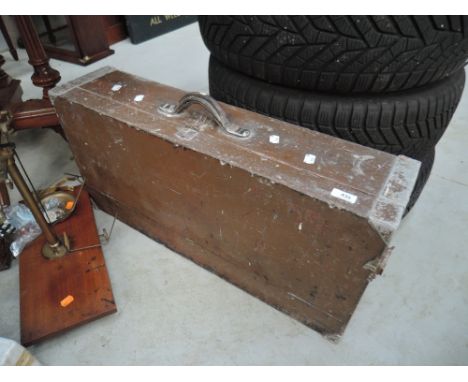 A selection of vintage carpentry tools and chest