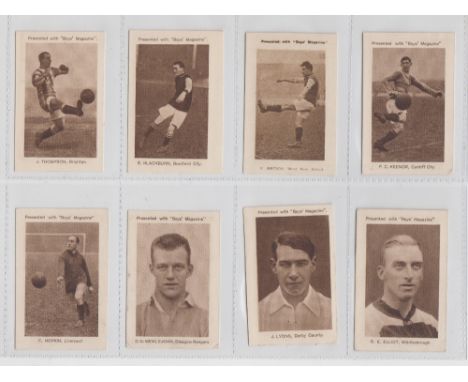 Trade cards, album of football issues, various ages & manufacturers inc. Chums, Pluck, Boys  Magazine, Esso, Magnet etc (a fe
