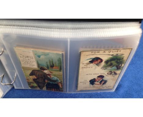 Postcards, modern album of thematic cards, London characters, old London, Upton tea, Wimbush, Baden Powell Boer War (Harry Pa