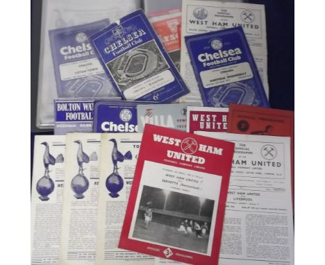 Football programmes, selection, mostly 1950's London Clubs inc. West Ham v Luton 50/1,West Ham v Servette Fr 53/4, Tottenham 