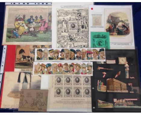 Ephemera, selection, 1830's onwards inc. a few scraps, some satirical/humorous prints (3), some Literary items including Char