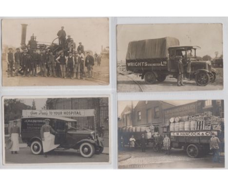 Postcards, Essex, a good RP transport selection including Motor Cars, Taxi, Wrights of Colchester Lorry, C W Hancock & Co, Fr