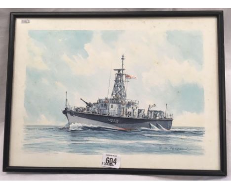 WATERCOLOUR PORTRAIT OF A MINE SWEEPER, SIGNED M G PEARSON