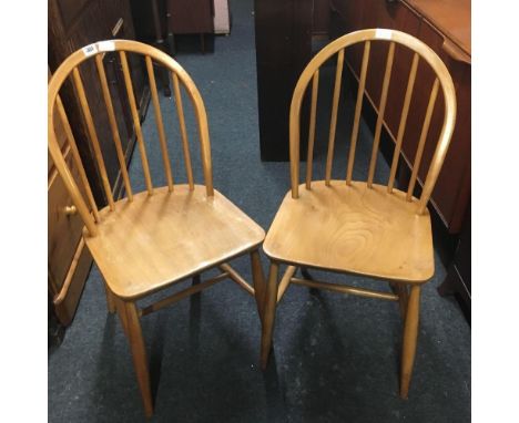 PAIR OF PINE STICK BACK DINING CHAIRS