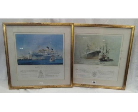 PAIR OF PORTRAIT PRINTS OF LARGE STEAM SHIPS BY COLIN VERITY RSMA, ONE ENTITLED ''CITY OF BENARES MOORED AT PORT SAID'', THE 