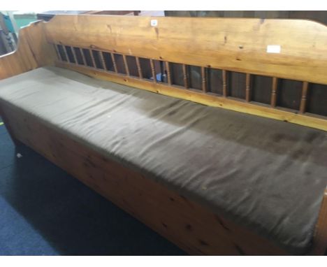VINTAGE PINE BENCH WITH STORAGE CHEST UNDER, 6ft LONG APPROX