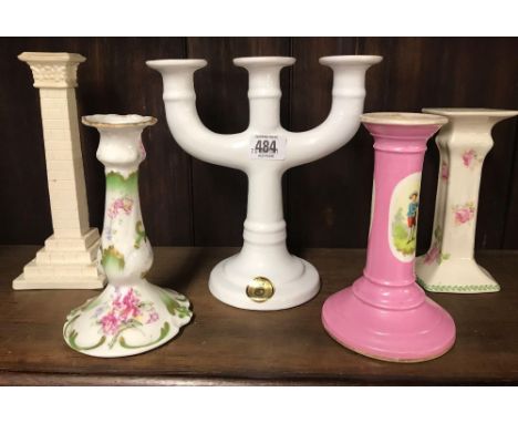 ROYAL DOULTON CHINA CANDLE STICK &amp; 4 OTHERS