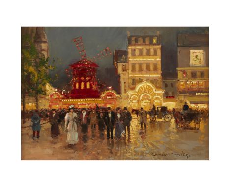 Édouard Léon Cortès (French, 1882–1969)Le Moulin Rouge, Place BlancheSigned 'EDOUARD [sic] CORTÈS.' bottom right; also with '