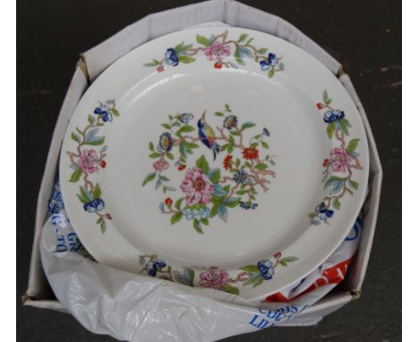 A quantity of ceramic dinner plates, including Mason's 'Regency' pattern, Aynsley, Wedgwood, together with two cut glass serv