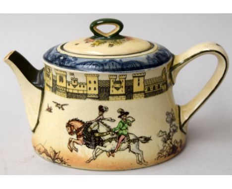 A Royal Doulton Burslem 'Falconry' teapot, circa 1913-20, 8cmH