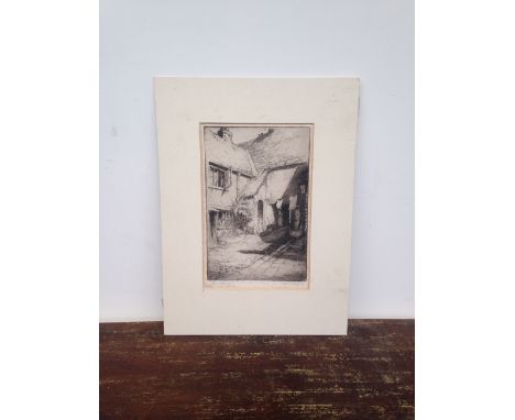 An etching of the Friends House in Bridport, dated 1818 bottom left, signed bottom right, 20 x 13cm  together with a watercol
